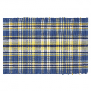 Set of 4 Bluestone Check Pattern Ribbed Placemat