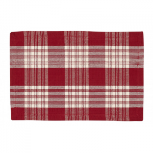 Set of 4 Stone Red Plaid Pattern Ribbed Placemat