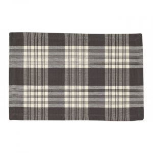 Set of 4 Stone Gray Plaid Pattern Ribbed Placemat