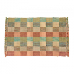 Set of 4 Metallic Checks Pattern Ribbed Placemat