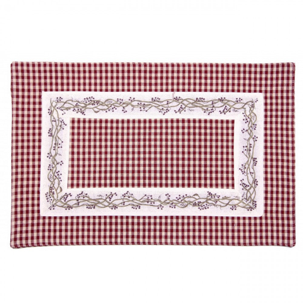 Burgundy Checks With Berryvine Pattern Fused Placemat