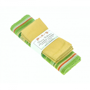 4 + 4 Green Stripes And Solid Yellows Placemats And Napkins