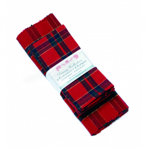 4 + 4 Belvedere Red Lurex Check Pattern Placemats And Napkins