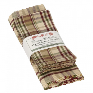 4 + 4 Rosemary Check Pattern Placemats And Napkins