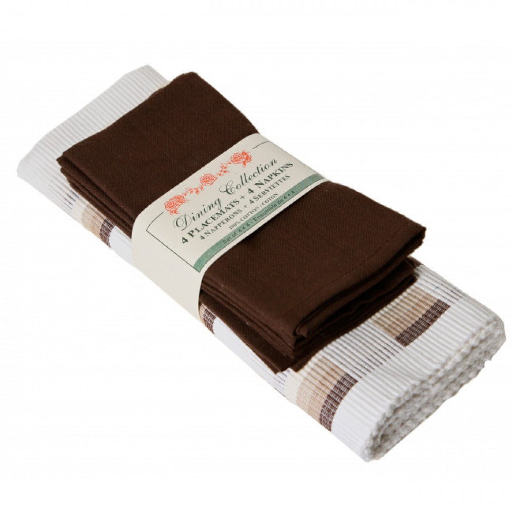 4 + 4 Coco Checks And Solids Placemats And Napkins