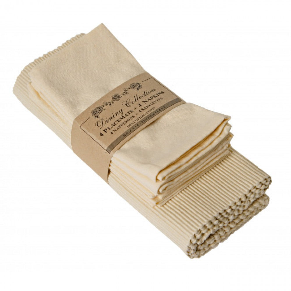 4 + 4 Natural Color Placemats And Napkins