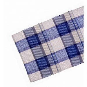 13x36" Sand Blue Check Pattern Ribbed Table Runner