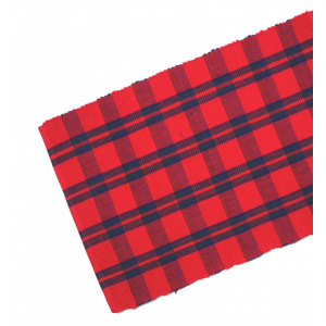 13x36" Belvedere Red Lurex Check Pattern Ribbed Table Runner
