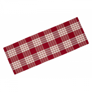 13x36" Stone Red Plaid Pattern Ribbed Table Runner