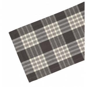 13x36" Stone Gray Plaid Ribbed Table Runner