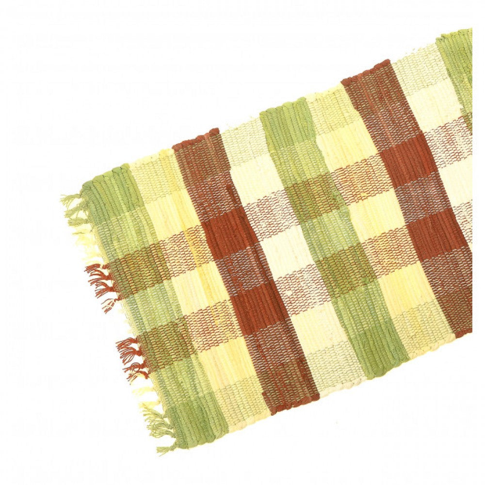 13x36" Rustic Check Pattern Chindi Table Runner