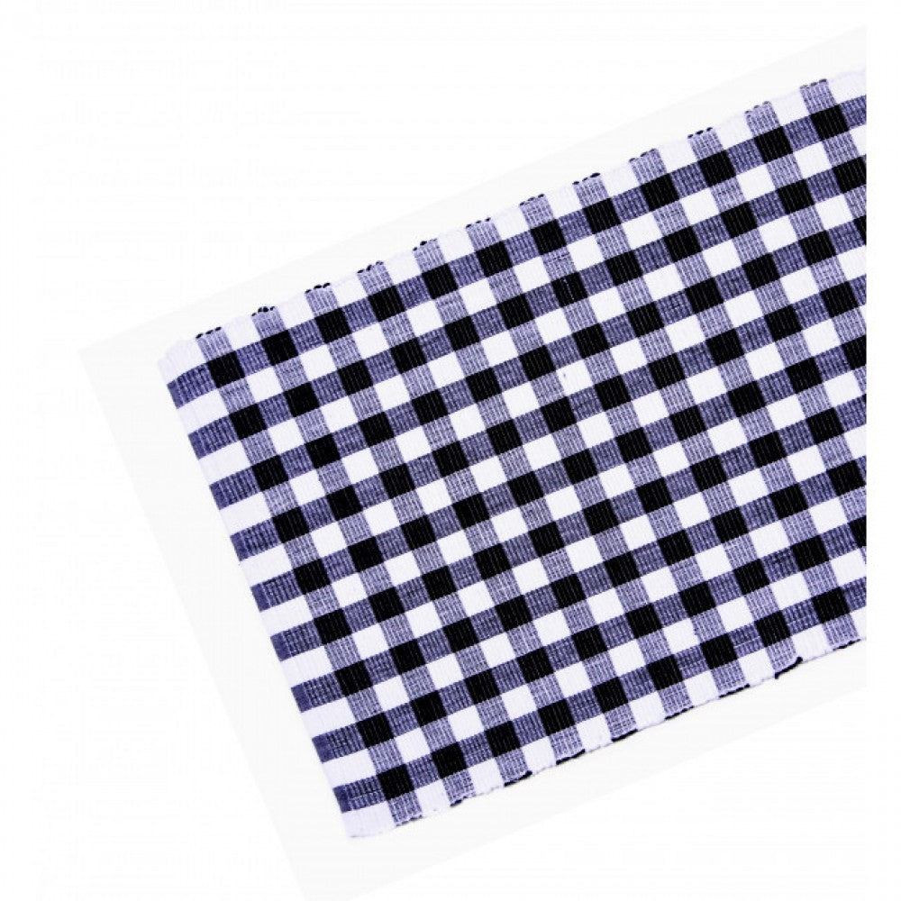 13x36" Toro Black Check Pattern Ribbed Table Runner