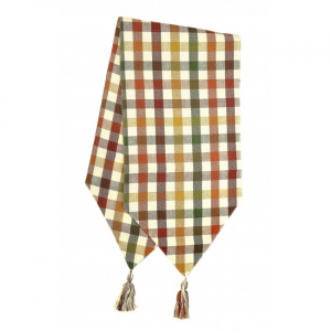 13x54" Cambridge Check Pattern With Tassels Table Runner