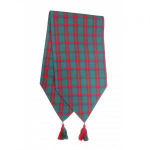 13x54" Belvedere Green Check Pattern With Tassels Table Runner