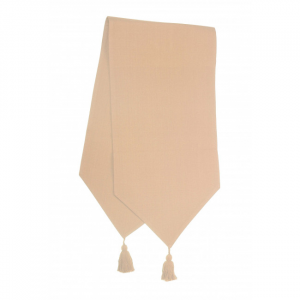 13x54" Beige With Tassels Table Runner