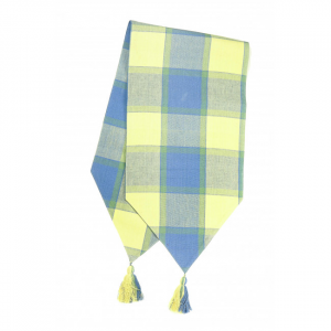 13x54" Provence Check Pattern With Tassels Table Runner