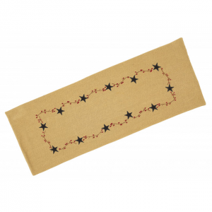 13x36" Burlap With Berries And Stars Pattern Fused Table Runner