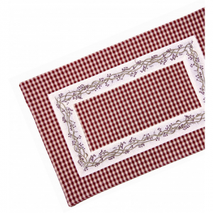 13x36" Burgundy Checks With Berryvines Fused Table Runner