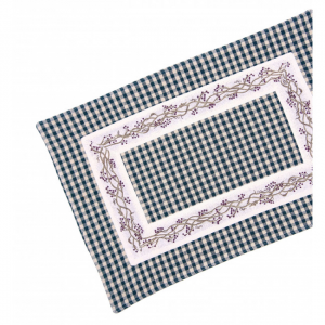 13x36" Green Checks With Berryvines Fused Table Runner