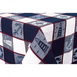 36x36" Nautical Themes On Check Pattern Tablecloth