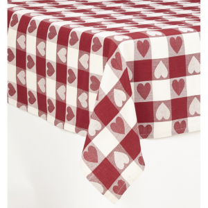 Burgundy And White Hearts Tablecloth