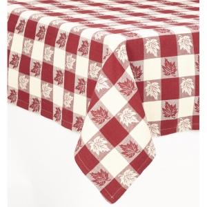 Burgundy & White Leaves Tablecloth