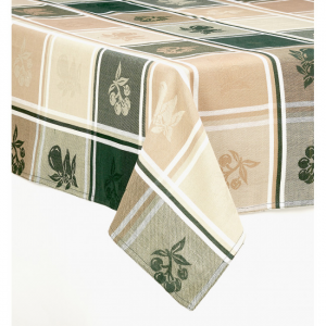 60x104" Olives And Pears Pattern Checked Tablecloth
