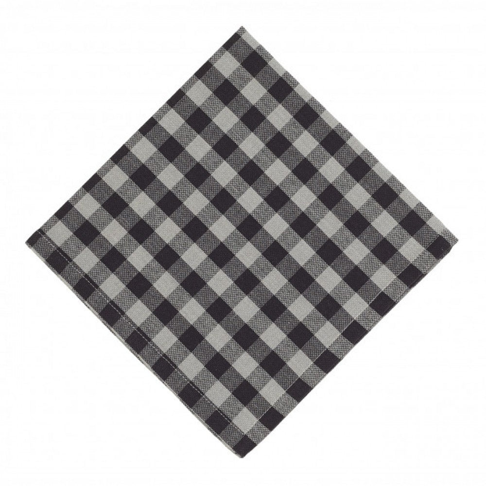 52x52" Gray & White Buffalo Check Tablecloth