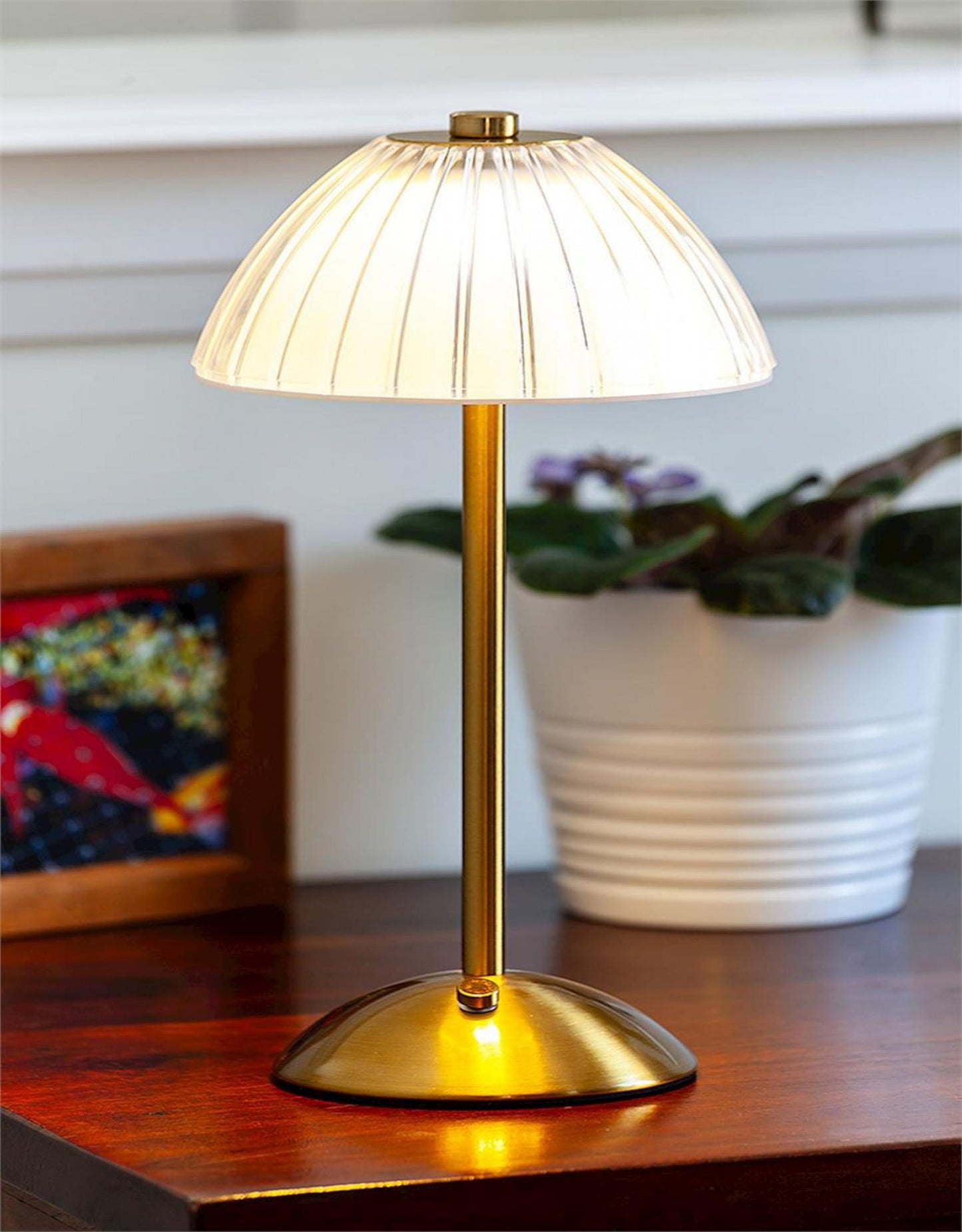 Fancy White Shade With Gold Base Led Table Light Lamp