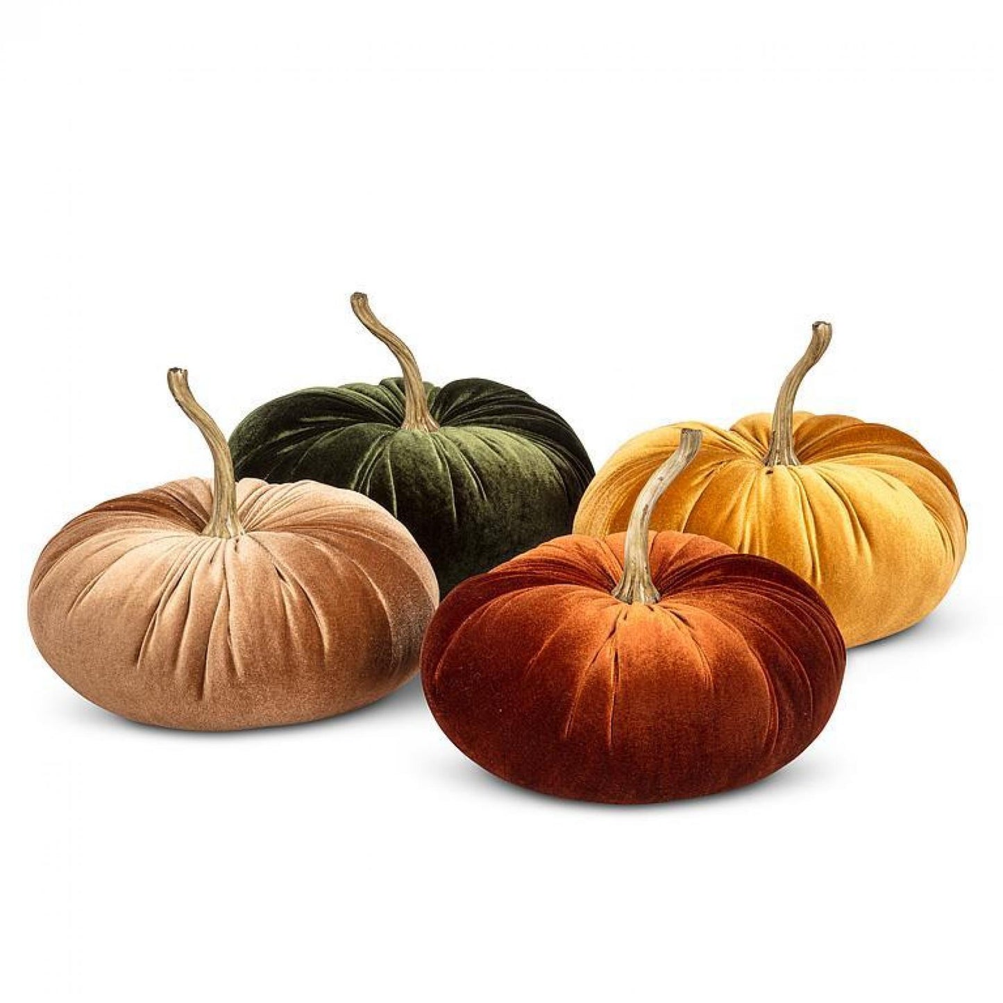 Set Of 4 Assorted Colors Velvet Pumpkins Decoration