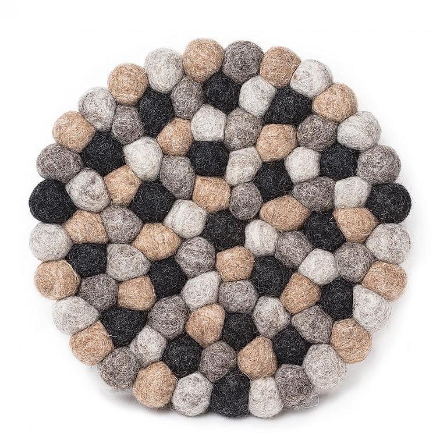 Set of 12 Grays And Taupe Felt Balls Trivet