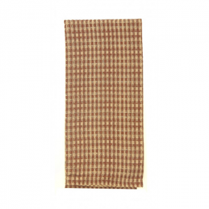 Set of 4 Honey Comb Weave Berry Burgundy Check Tea Towel