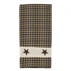 Black Checks With Star Trim Tea Towel