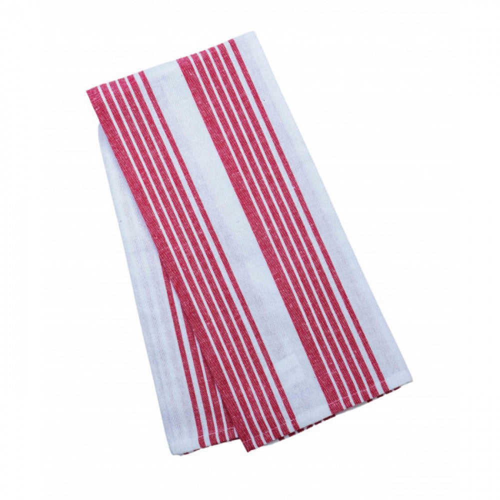 Burgundy On White Pattern Tea Towel