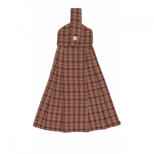 Set of 2 Paprika Check Pattern Hanging Tea Towel