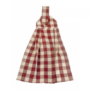 Burgundy Check Pattern Hanging Tea Towel