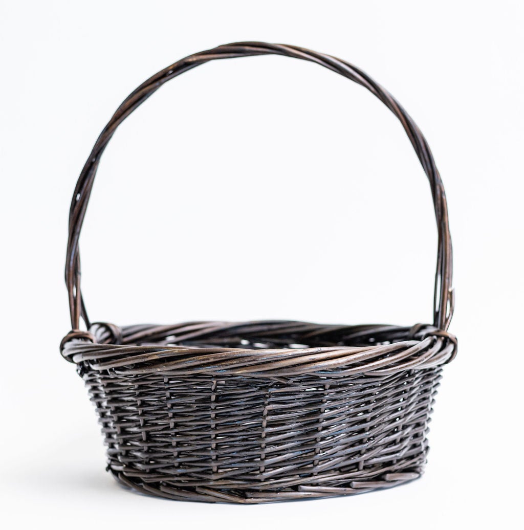 Matte Brown Long Handled Willow Basket