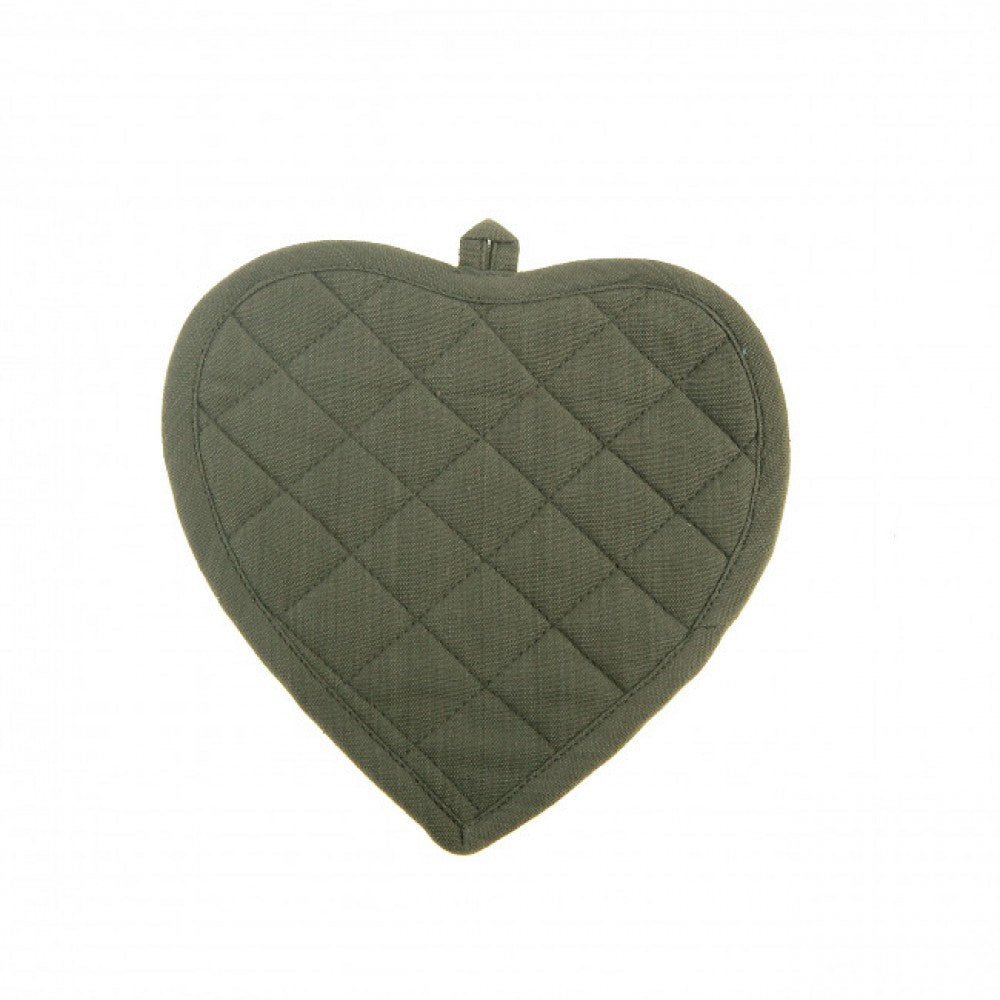Set Of 2 Heart Shaped Moss Green Diamond Pattern Pot Holder