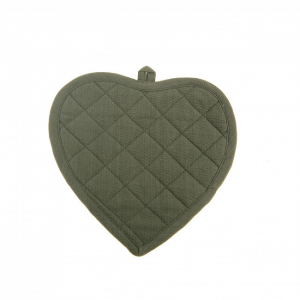 Set Of 2 Heart Shaped Moss Green Diamond Pattern Pot Holder