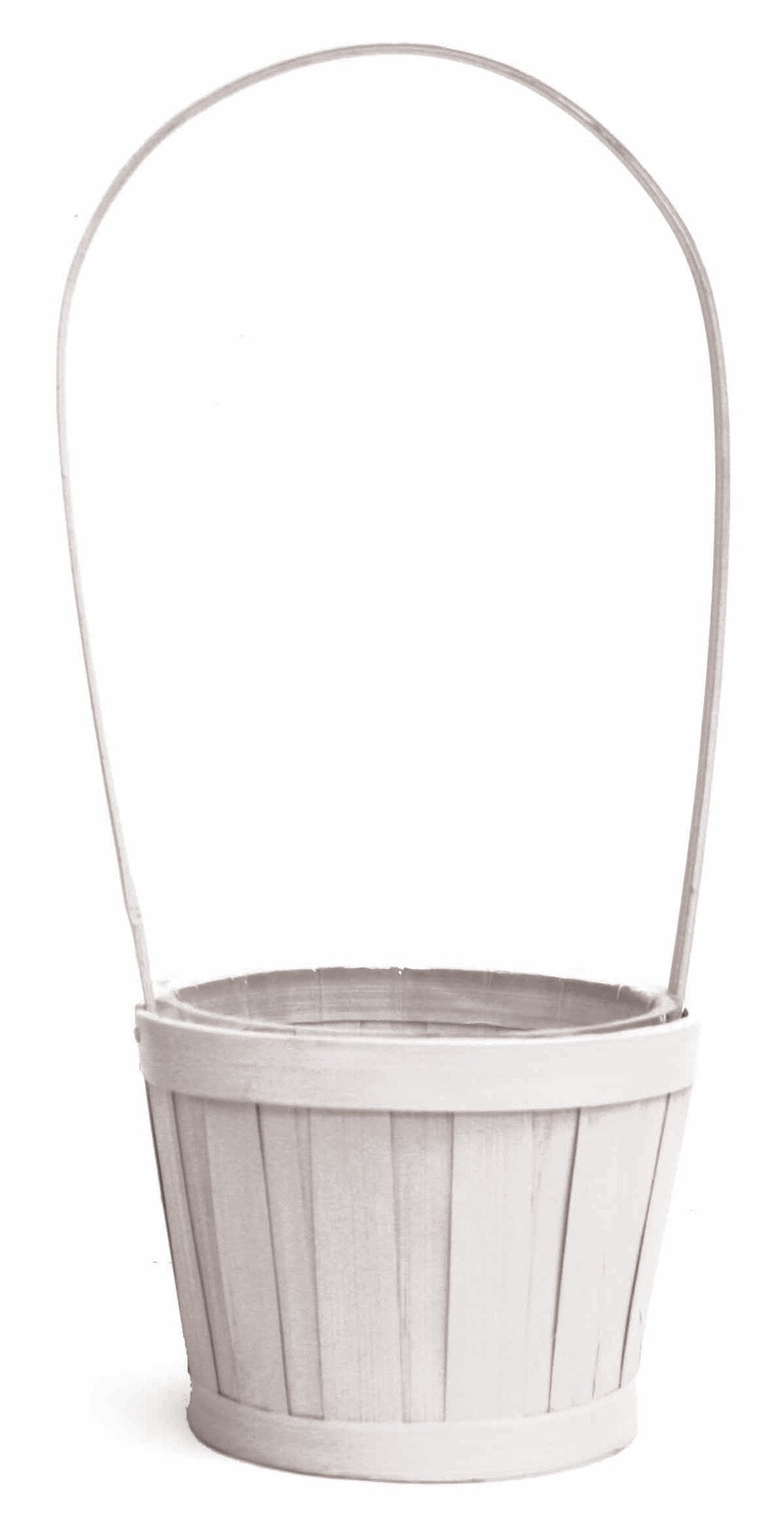 White Washed Slat Bamboo Basket