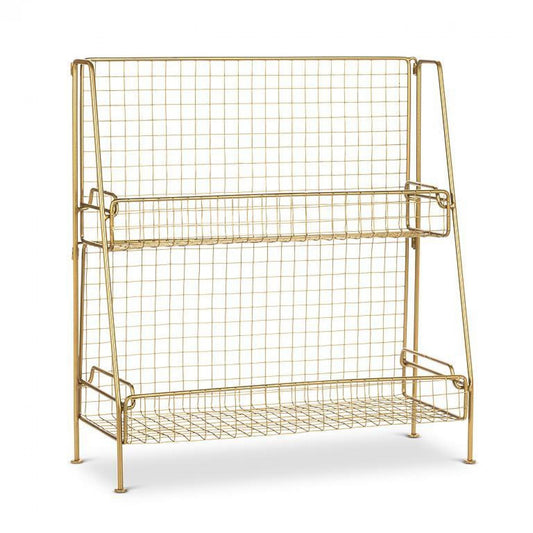 Gold With Two Shelves Storage Rack