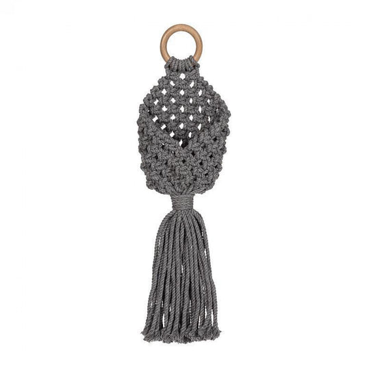 Gray Macrame Wall Pouch Wall Decor