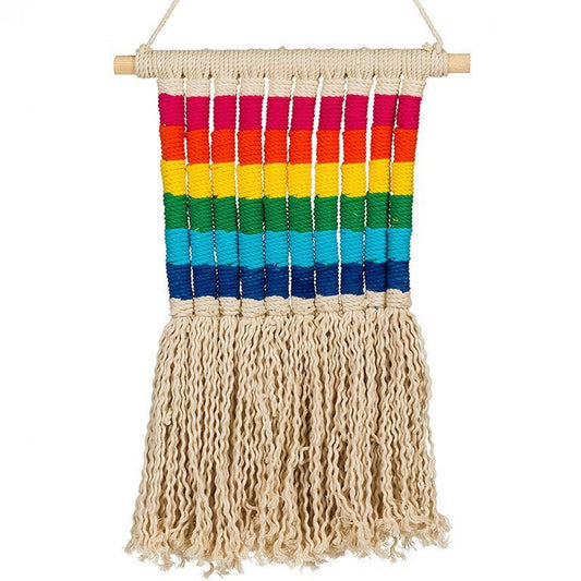 Woven Rainbow Stripe Hanging Wall Decor