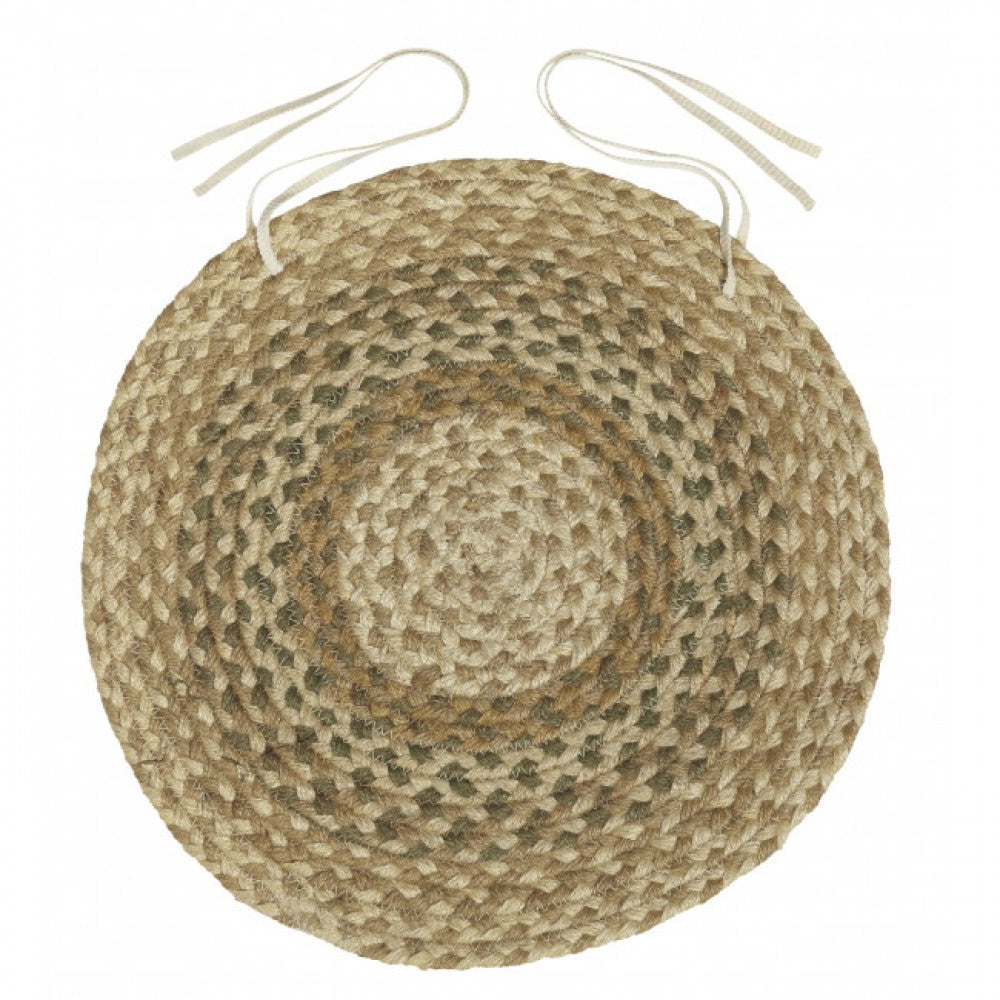 Round Braided Shades Of Beige Chair Pad