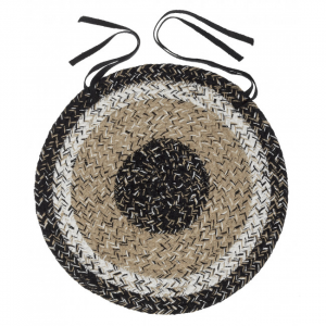 Black Haze Round Braided Chair Pad