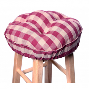 Burgundy Check Bar Stool Cover