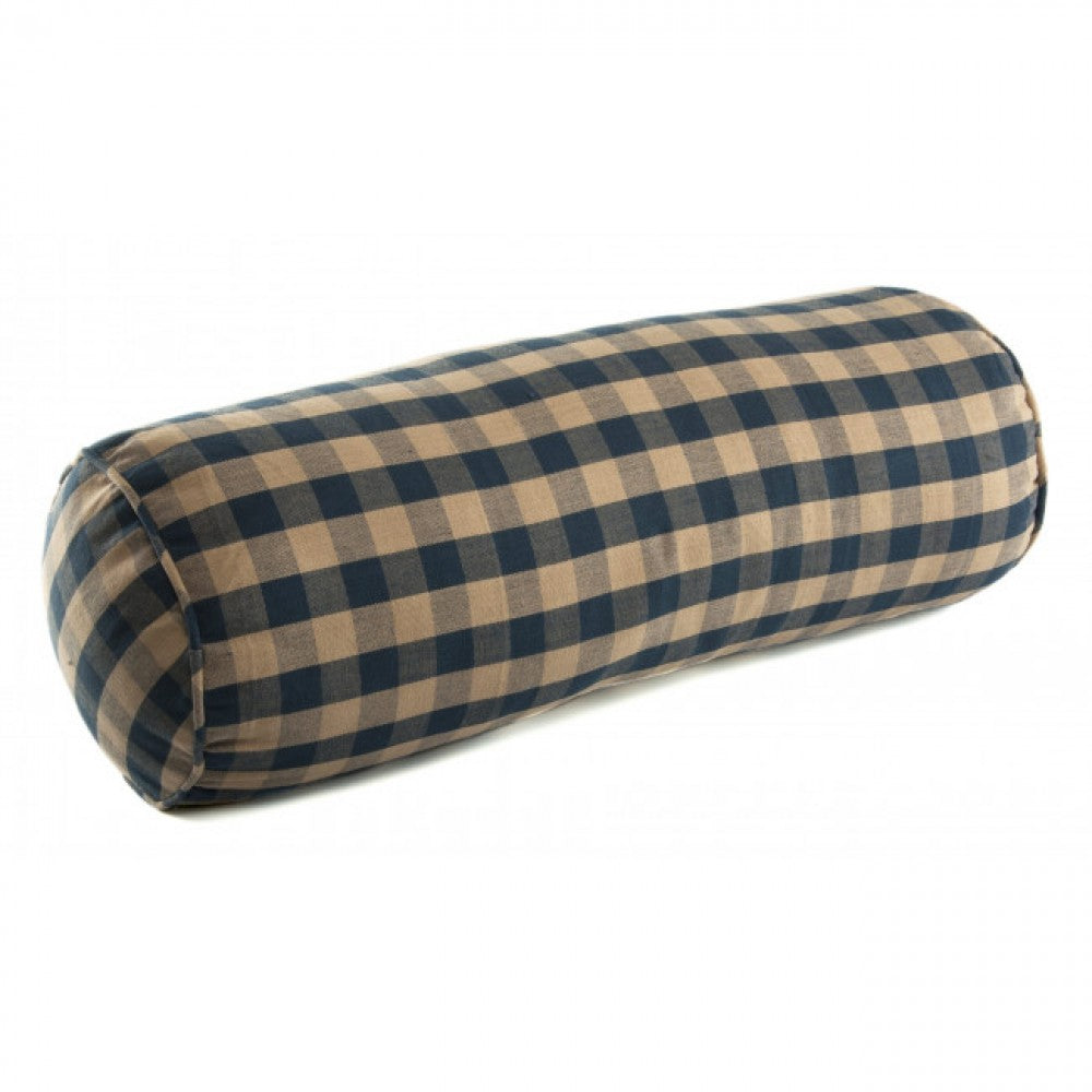 21x8" Navy Check Pattern Bolster Pillow