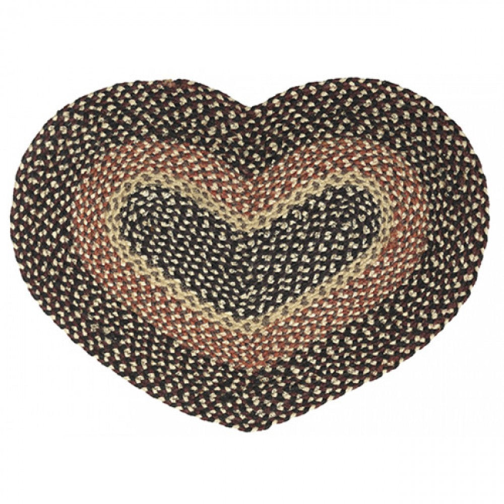 Browns And Blacks Braided Heart Shaped Mat