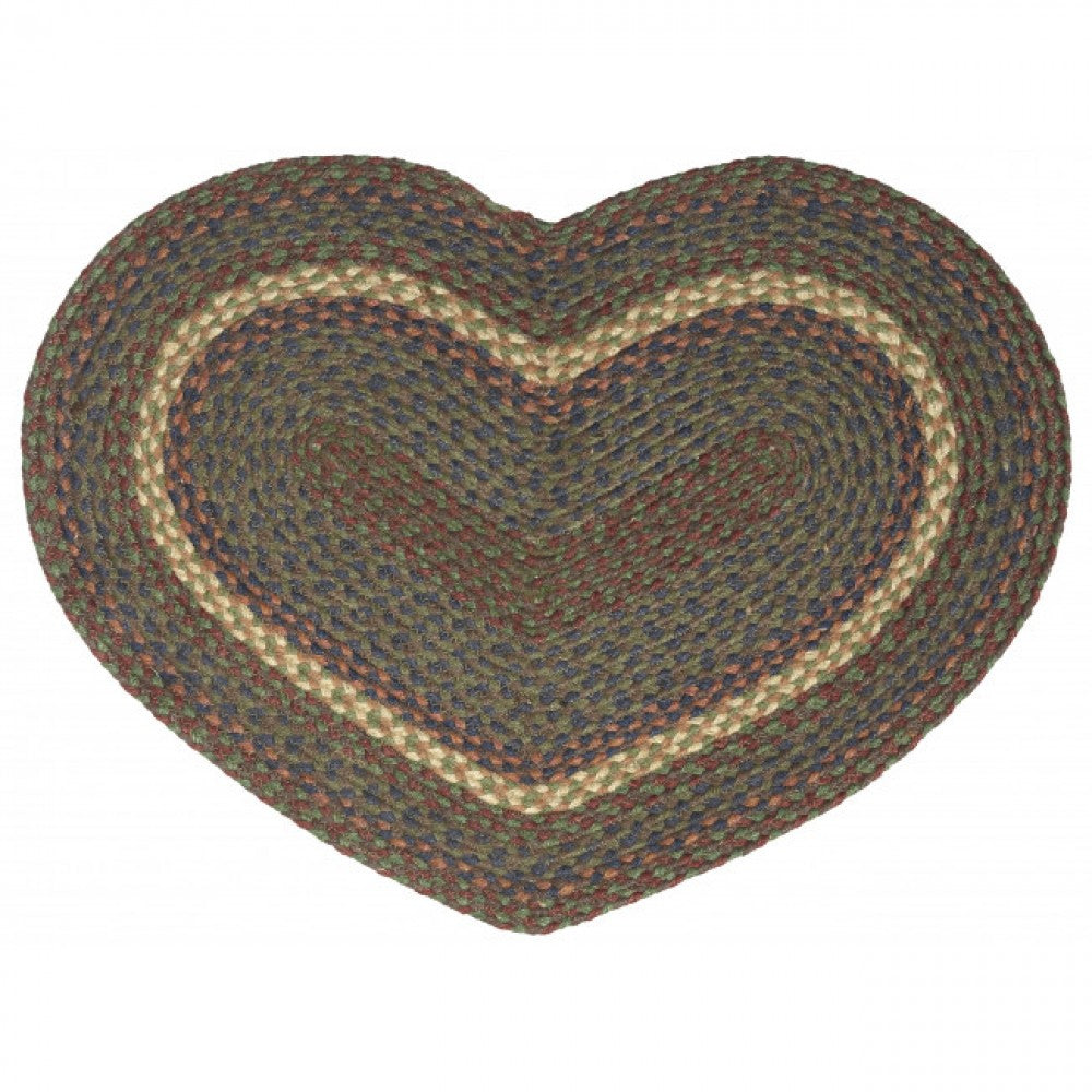 Brown;Beige And Blue Heart Shaped Braided Mat