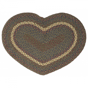 Brown;Beige And Blue Heart Shaped Braided Mat